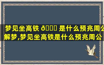 梦见坐高铁 🐛 是什么预兆周公解梦,梦见坐高铁是什么预兆周公解梦梦见下雪